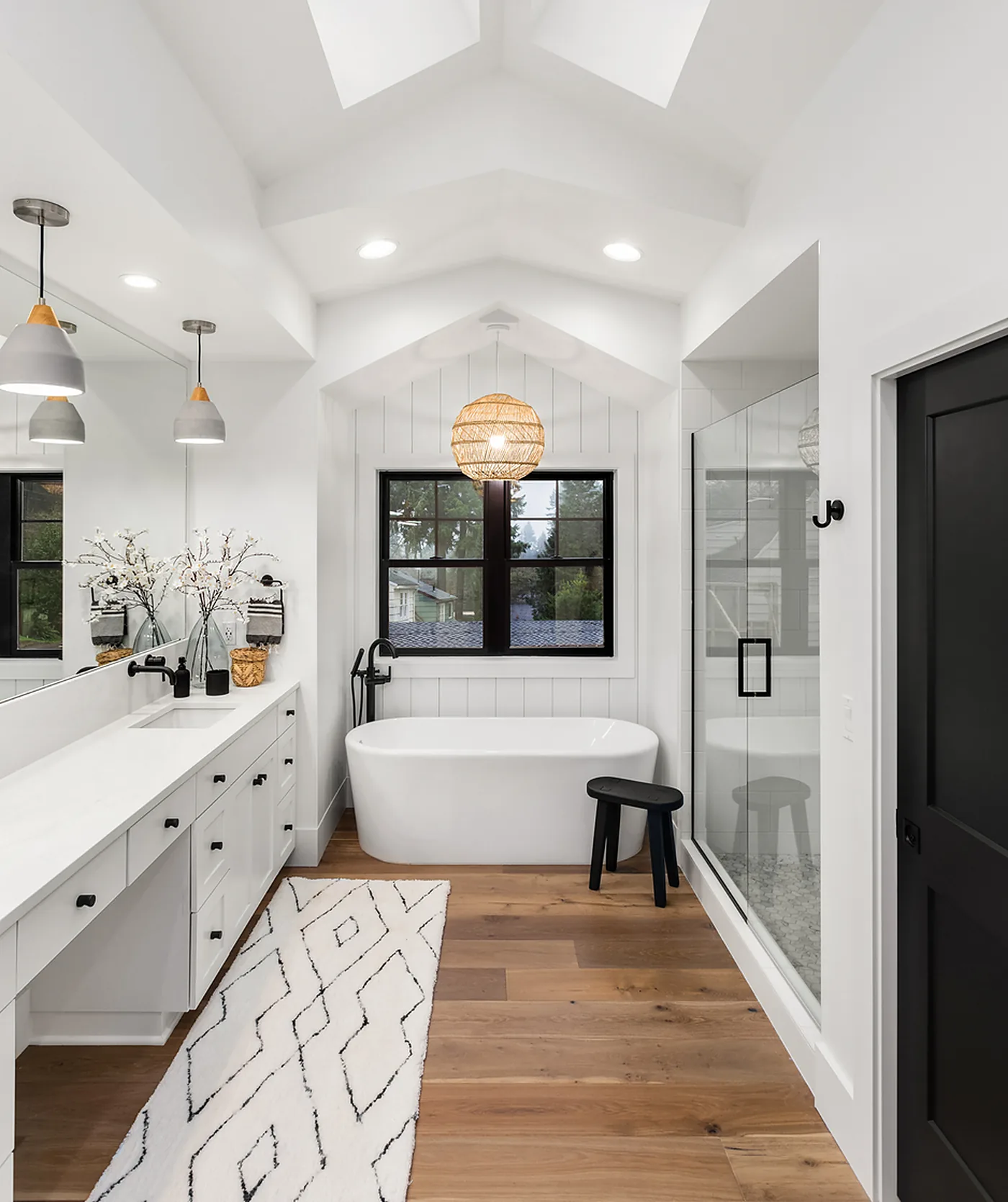 Double vanity bathroom renovation in a North Idaho lake home