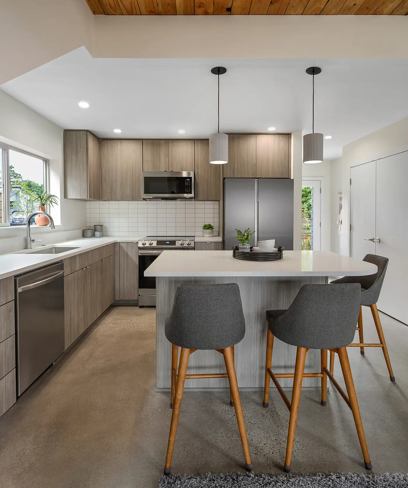 Kitchen island with seating after a remodel in Coeur d'Alene, ID